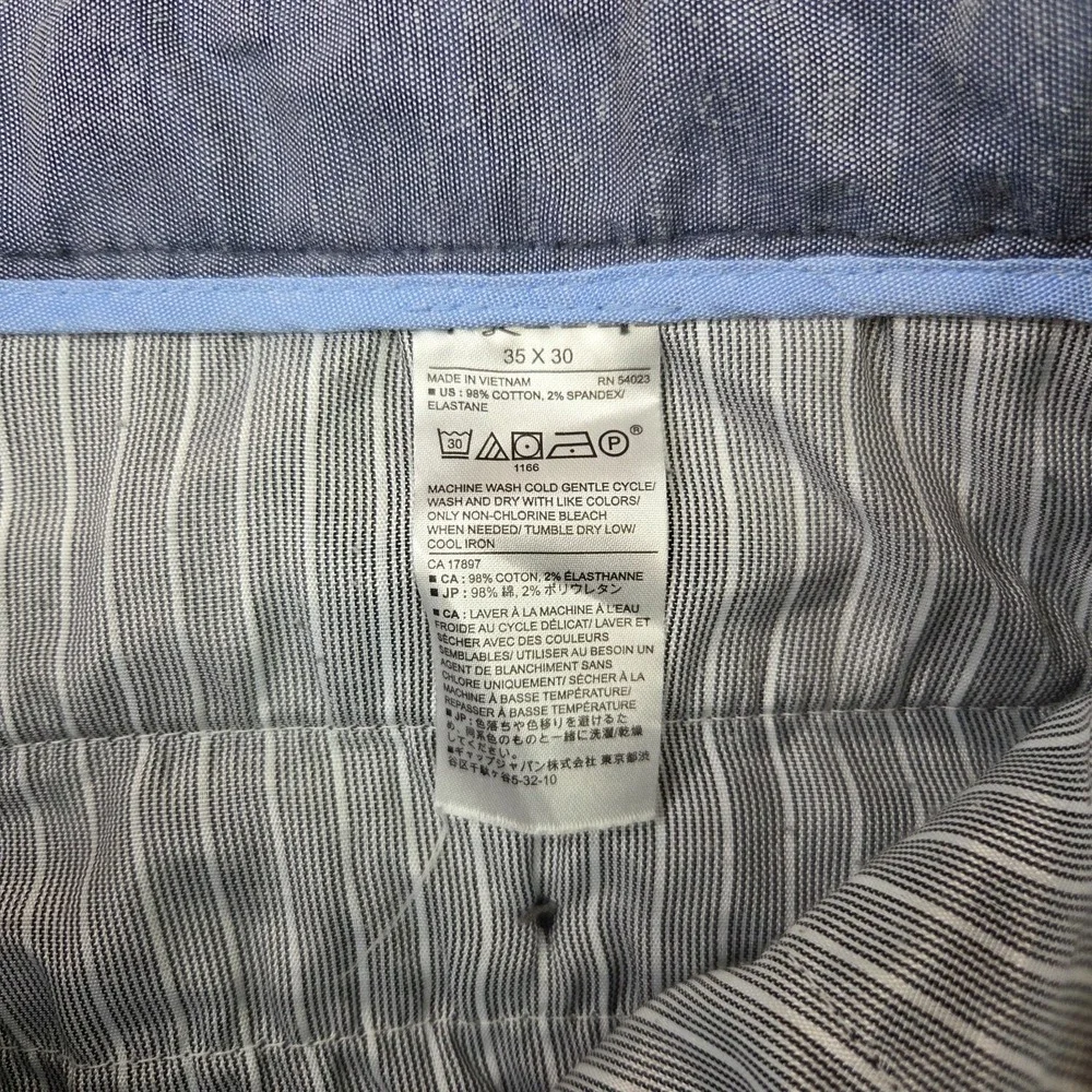 Banana Republic Slim Fit Chino Pants Mens 35x30 Blue Micro Check Stretch Flex